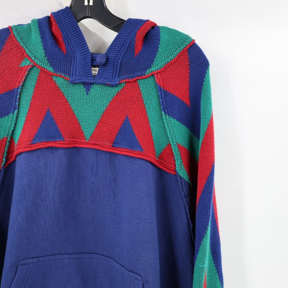Free People Sweater Women Large Seeing Double Hoodie oversized Cotton geometric - Picture 2 of 11